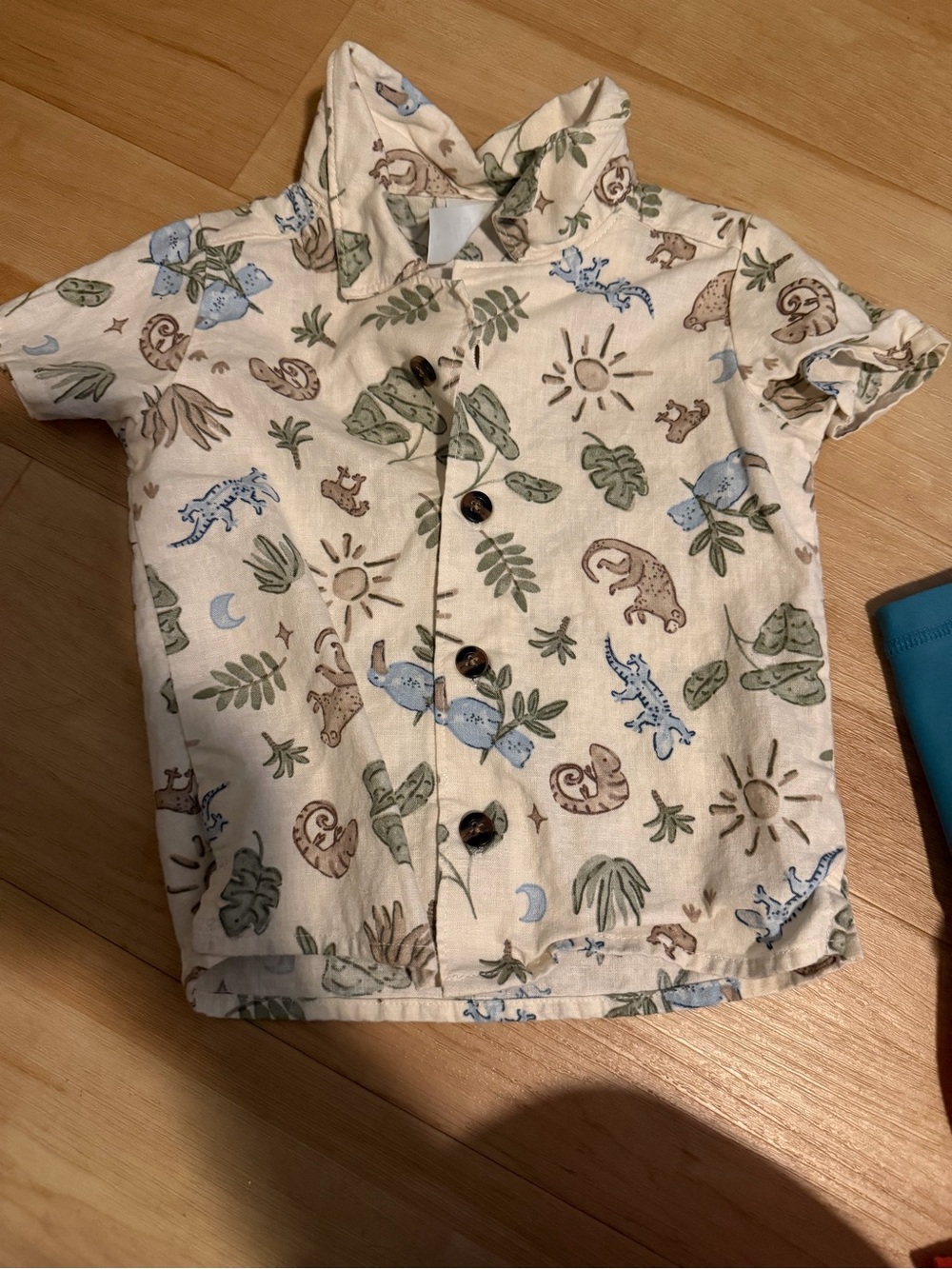 Carter's Cream Short-Sleeve Button Shirt with Jungle Print